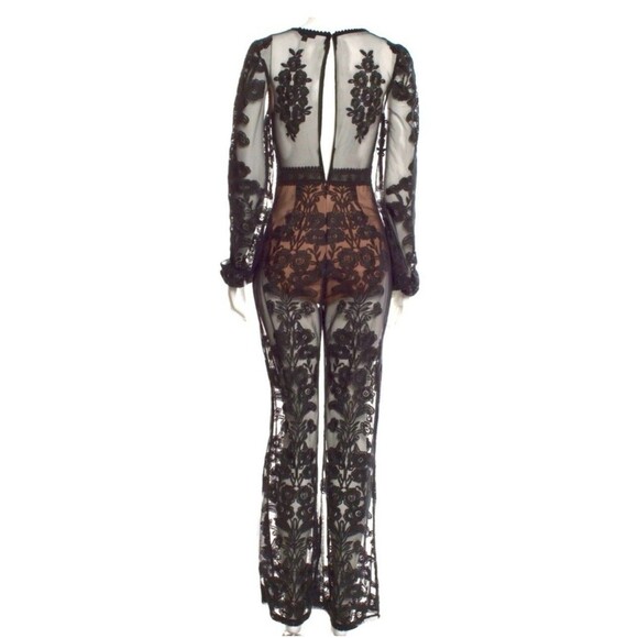 New For Love & Lemons x Free People Temecula Sheer Black Lace Jumpsuit XL - Picture 5 of 8